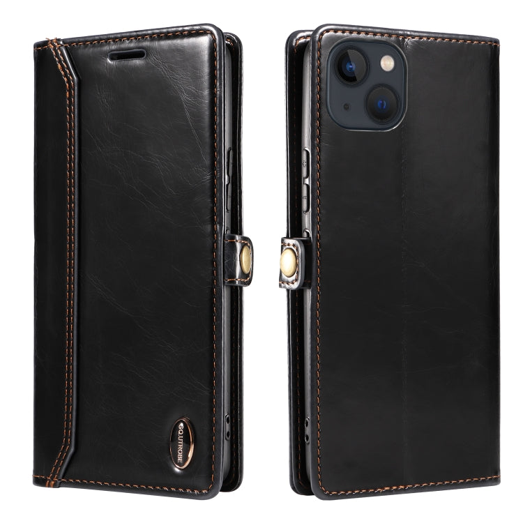 For iPhone 13 mini GQUTROBE RFID Blocking Oil Wax Leather Case