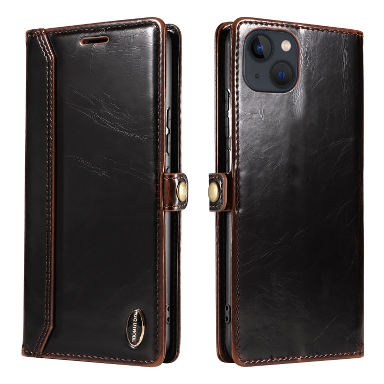 For iPhone 13 mini GQUTROBE RFID Blocking Oil Wax Leather Case