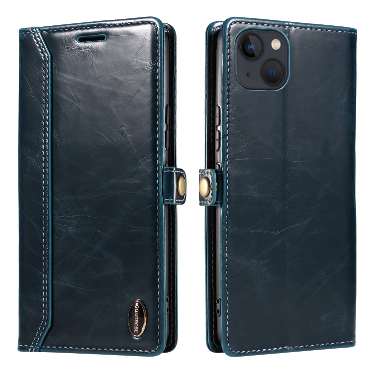 For iPhone 13 GQUTROBE RFID Blocking Oil Wax Leather Case