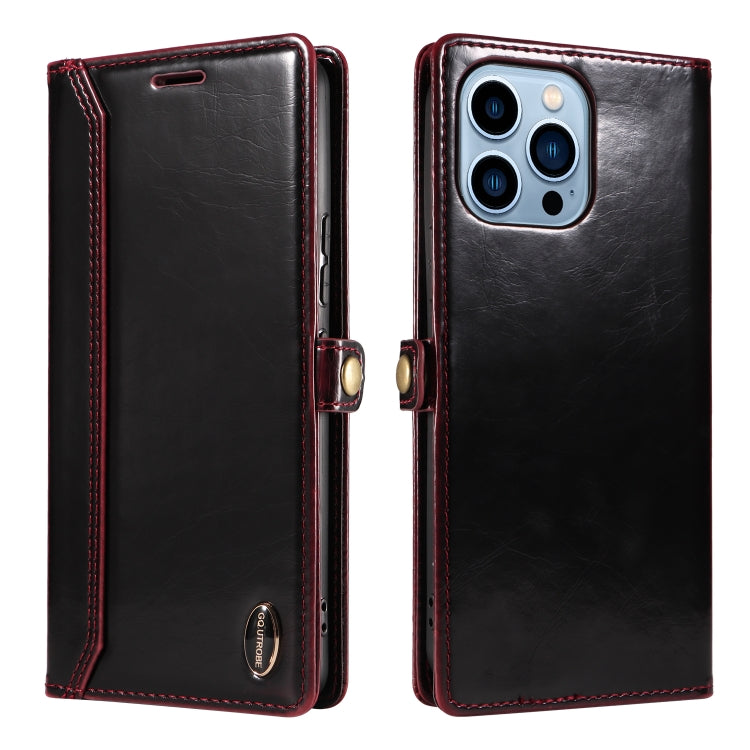 For iPhone 13 Pro GQUTROBE RFID Blocking Oil Wax Leather Case
