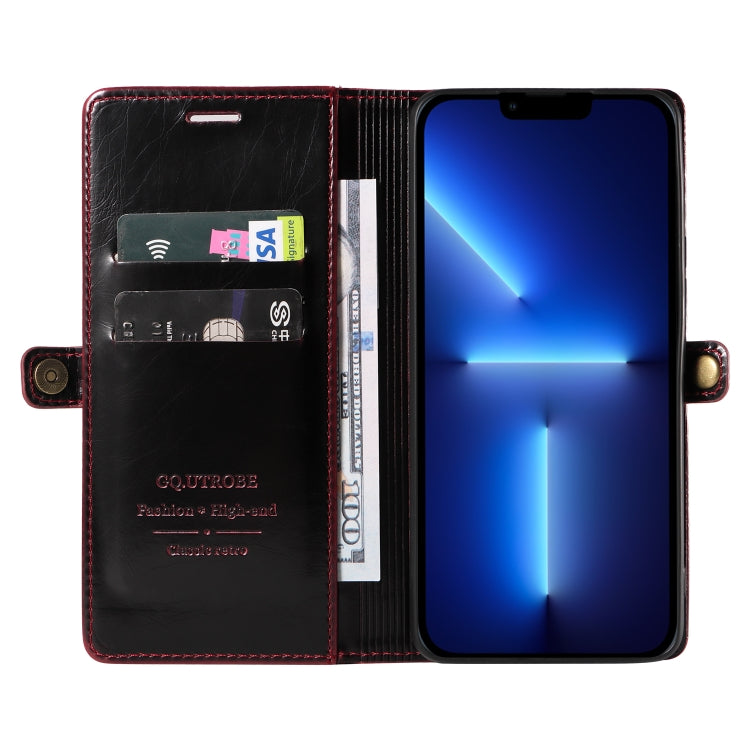 For iPhone 13 Pro GQUTROBE RFID Blocking Oil Wax Leather Case