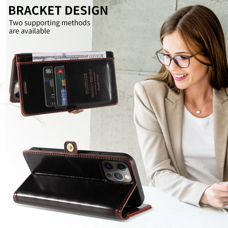 For iPhone 13 Pro GQUTROBE RFID Blocking Oil Wax Leather Case