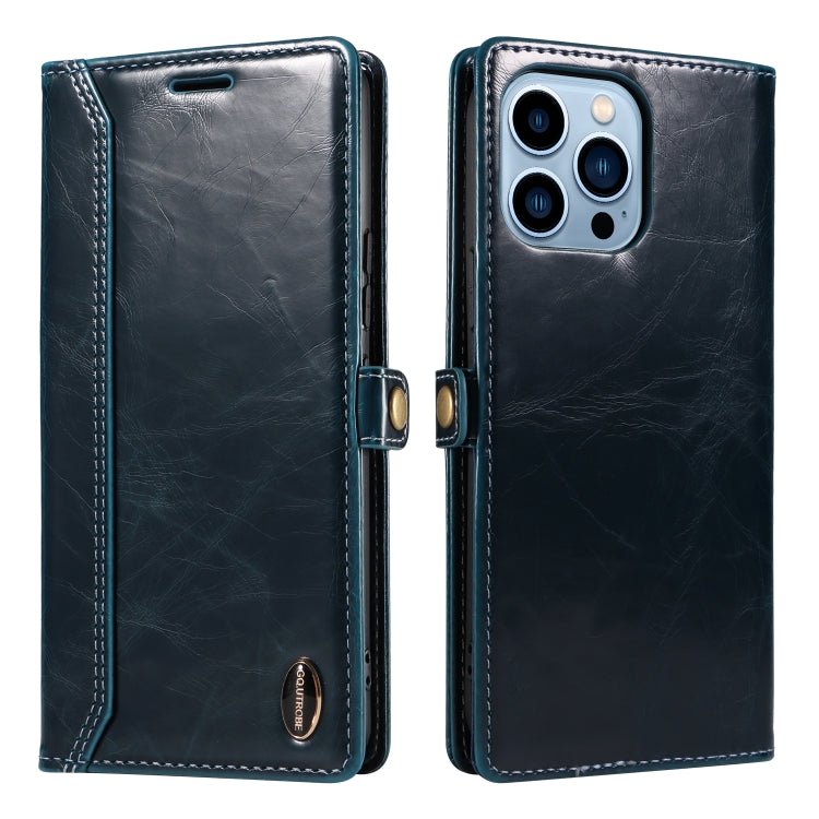 For iPhone 13 Pro GQUTROBE RFID Blocking Oil Wax Leather Case