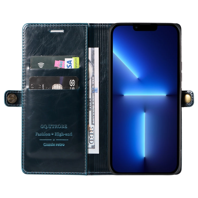 For iPhone 13 Pro GQUTROBE RFID Blocking Oil Wax Leather Case