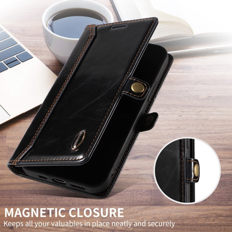 For iPhone 13 Pro Max GQUTROBE RFID Blocking Oil Wax Leather Case
