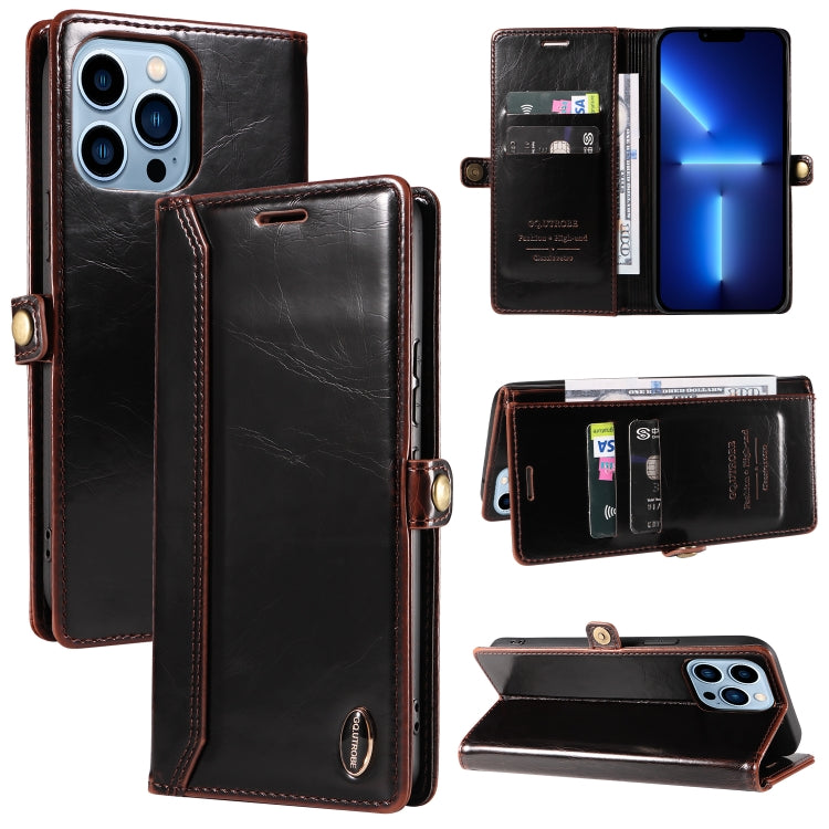 For iPhone 13 Pro Max GQUTROBE RFID Blocking Oil Wax Leather Case