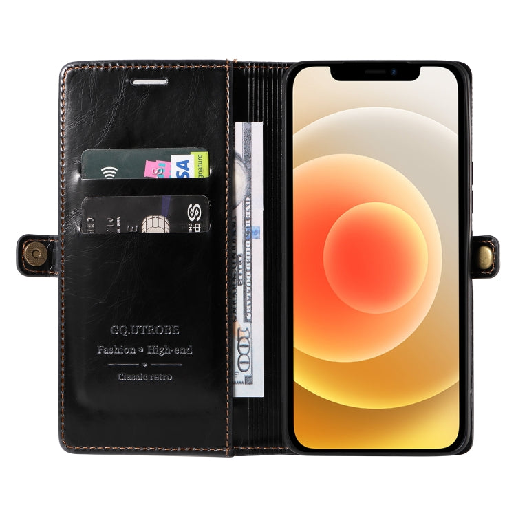 For iPhone 12 mini GQUTROBE RFID Blocking Oil Wax Leather Case