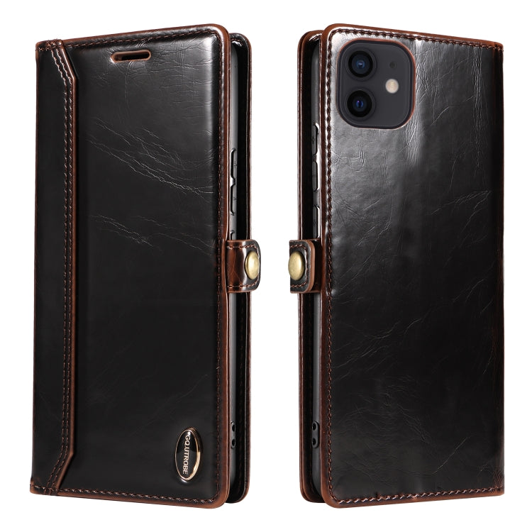 For iPhone 12 mini GQUTROBE RFID Blocking Oil Wax Leather Case