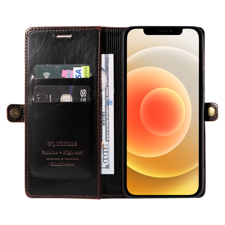 For iPhone 12 mini GQUTROBE RFID Blocking Oil Wax Leather Case