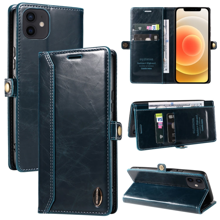 For iPhone 12 mini GQUTROBE RFID Blocking Oil Wax Leather Case
