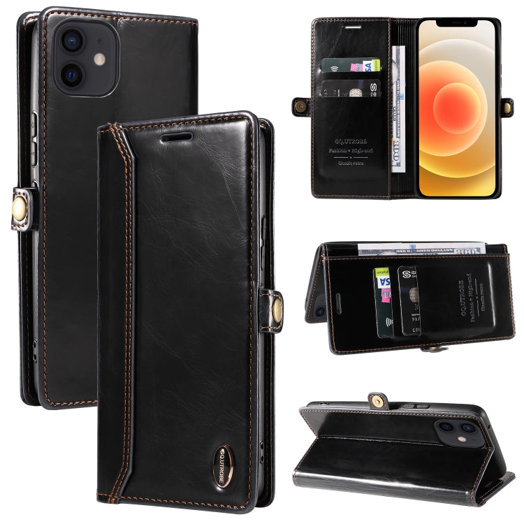For iPhone 12 / 12 Pro GQUTROBE RFID Blocking Oil Wax Leather Case