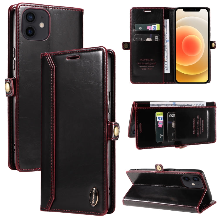 For iPhone 12 / 12 Pro GQUTROBE RFID Blocking Oil Wax Leather Case