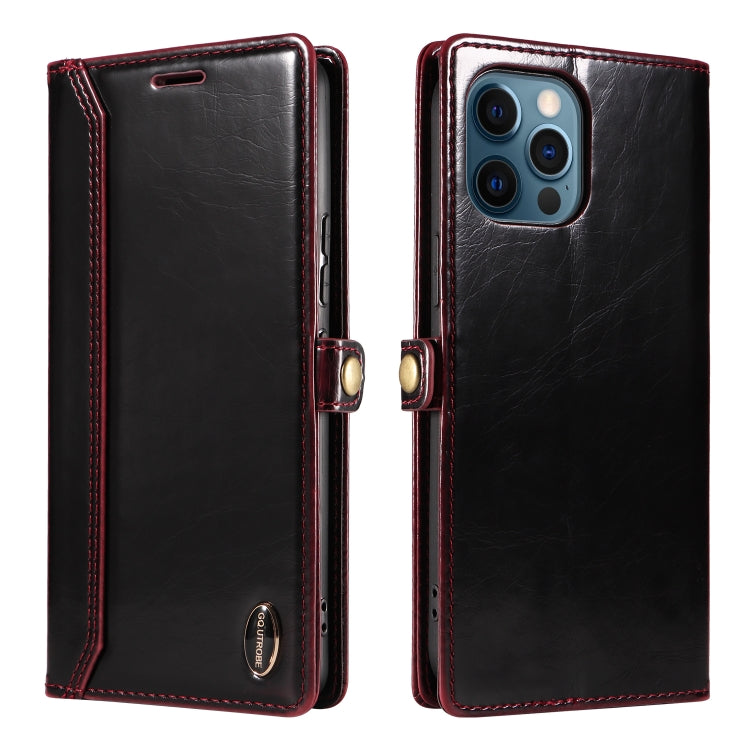 For iPhone 12 Pro Max GQUTROBE RFID Blocking Oil Wax Leather Case