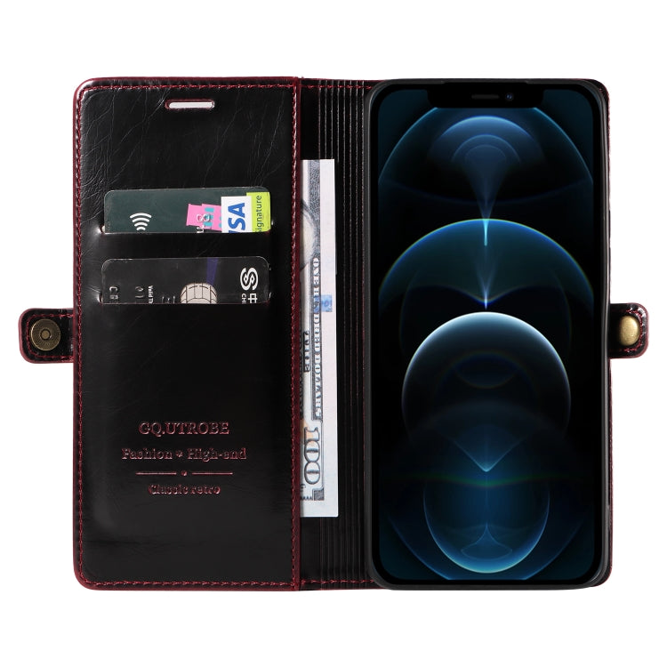 For iPhone 12 Pro Max GQUTROBE RFID Blocking Oil Wax Leather Case