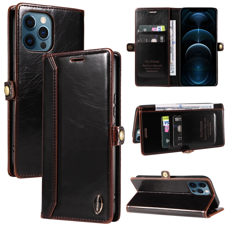 For iPhone 12 Pro Max GQUTROBE RFID Blocking Oil Wax Leather Case