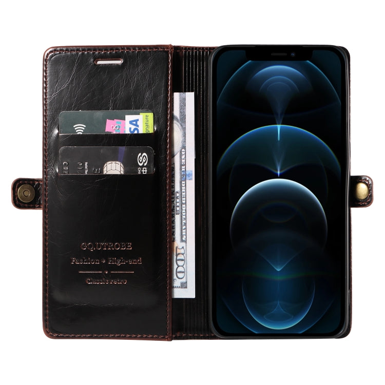 For iPhone 12 Pro Max GQUTROBE RFID Blocking Oil Wax Leather Case