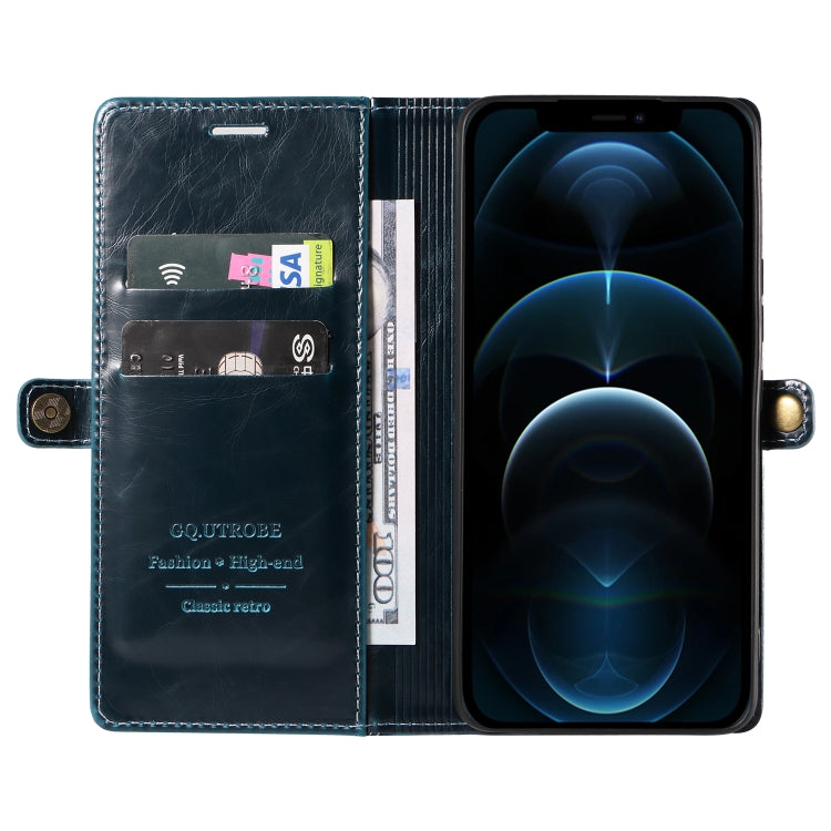 For iPhone 12 Pro Max GQUTROBE RFID Blocking Oil Wax Leather Case