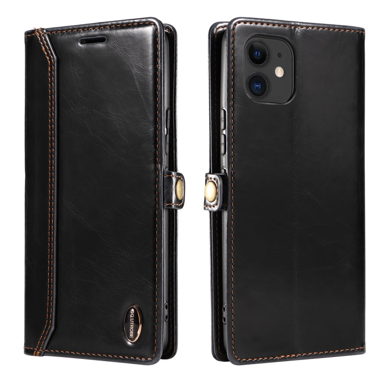 For iPhone 11 GQUTROBE RFID Blocking Oil Wax Leather Case