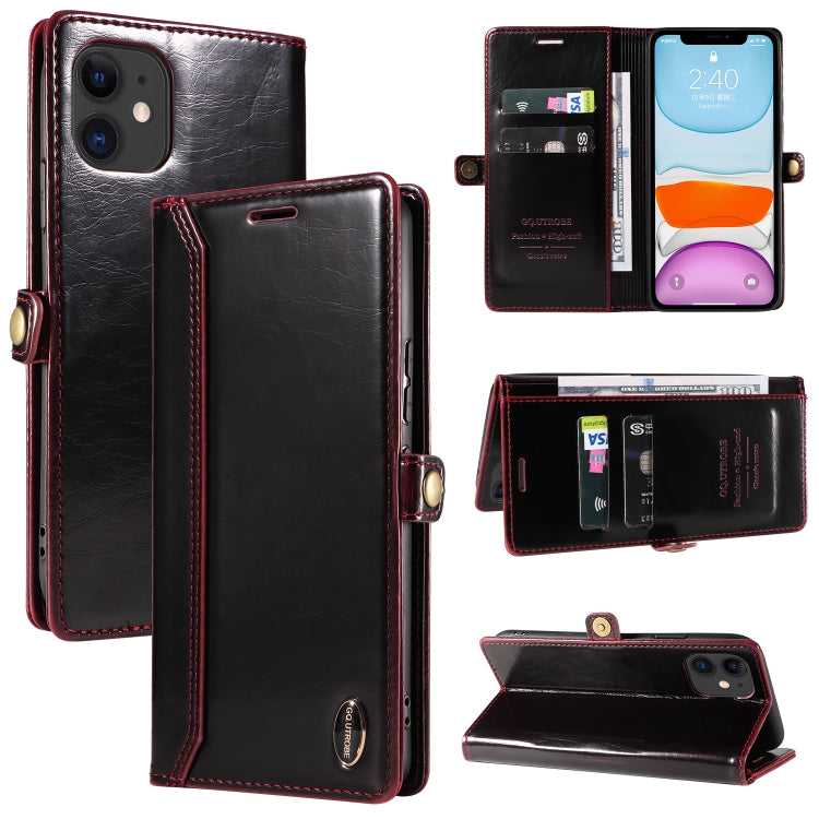 For iPhone 11 GQUTROBE RFID Blocking Oil Wax Leather Case