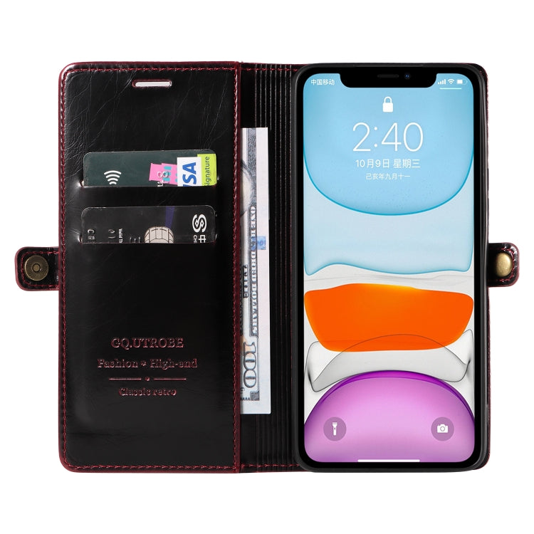 For iPhone 11 GQUTROBE RFID Blocking Oil Wax Leather Case