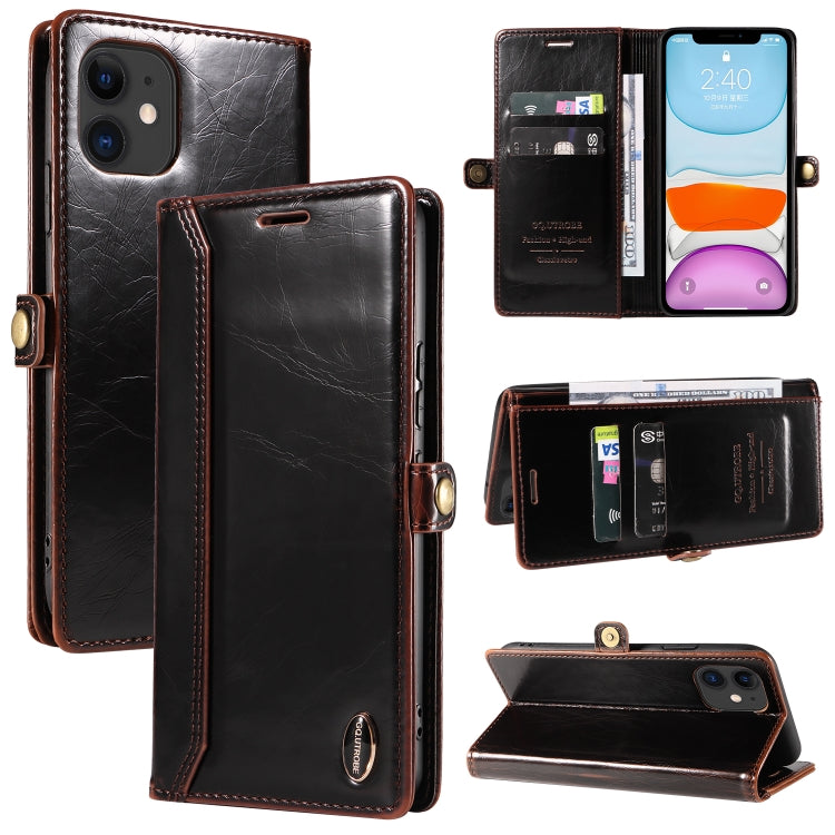 For iPhone 11 GQUTROBE RFID Blocking Oil Wax Leather Case