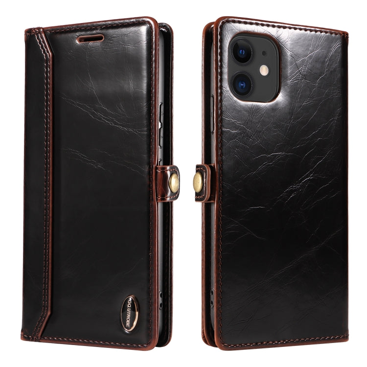 For iPhone 11 GQUTROBE RFID Blocking Oil Wax Leather Case