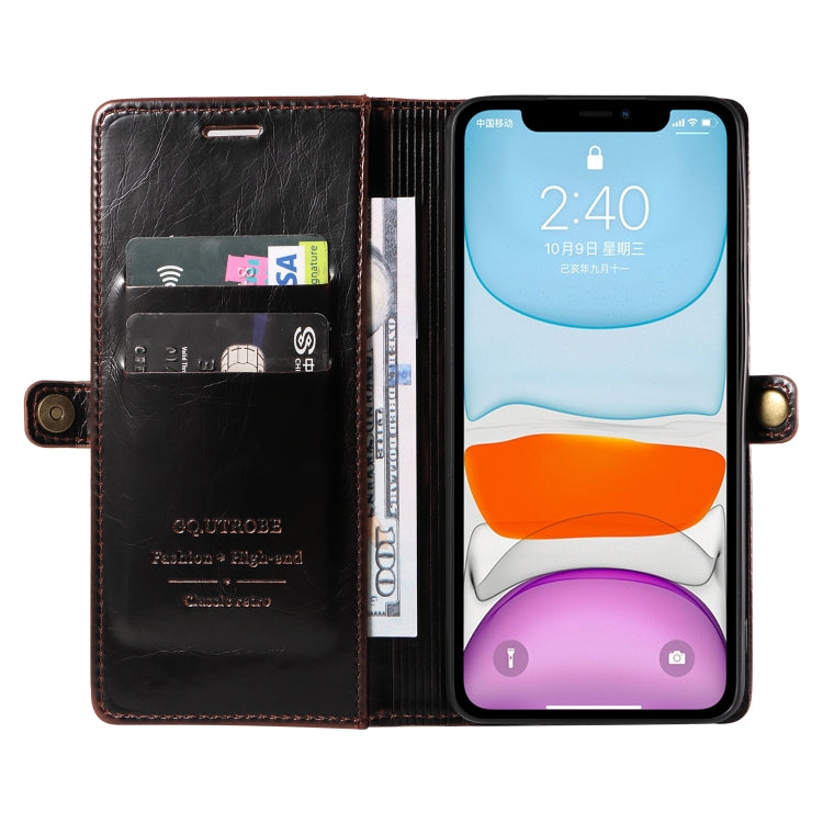 For iPhone 11 GQUTROBE RFID Blocking Oil Wax Leather Case