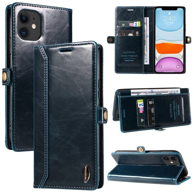 For iPhone 11 GQUTROBE RFID Blocking Oil Wax Leather Case