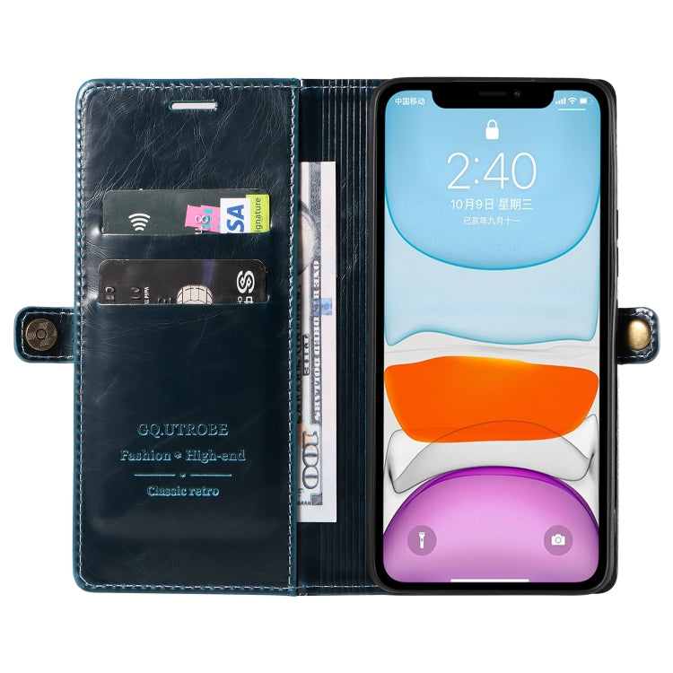 For iPhone 11 GQUTROBE RFID Blocking Oil Wax Leather Case