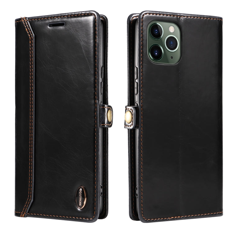 For iPhone 11 Pro GQUTROBE RFID Blocking Oil Wax Leather Case