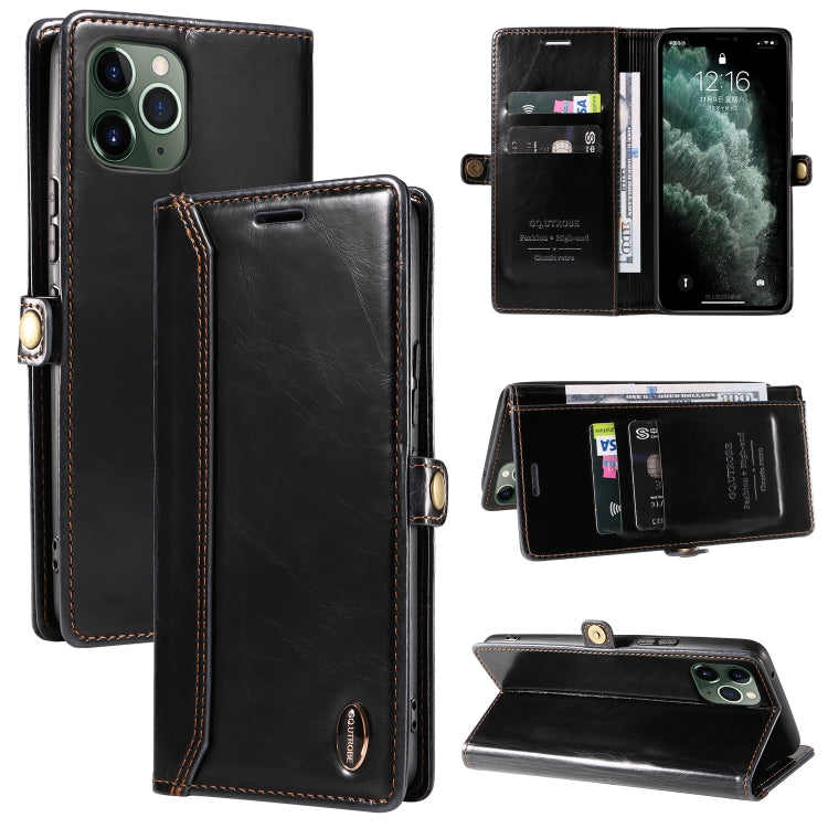 For iPhone 11 Pro GQUTROBE RFID Blocking Oil Wax Leather Case