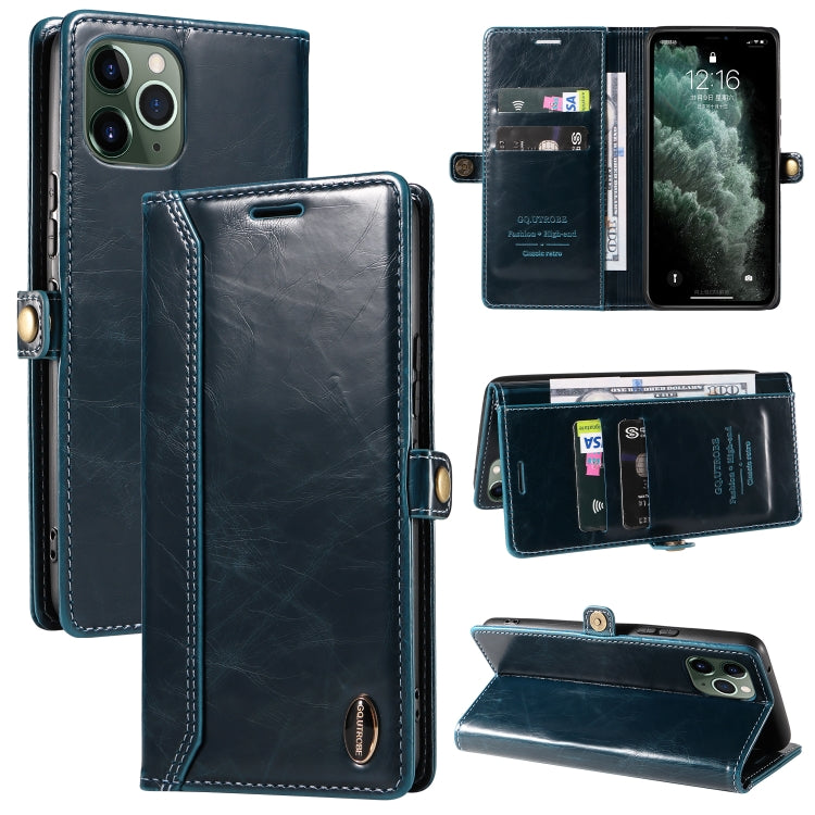 For iPhone 11 Pro GQUTROBE RFID Blocking Oil Wax Leather Case