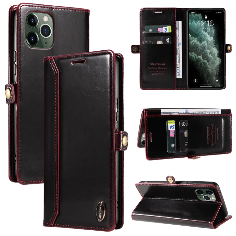 For iPhone 11 Pro Max GQUTROBE RFID Blocking Oil Wax Leather Case