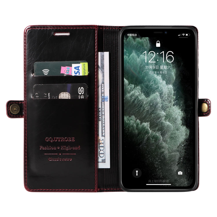 For iPhone 11 Pro Max GQUTROBE RFID Blocking Oil Wax Leather Case