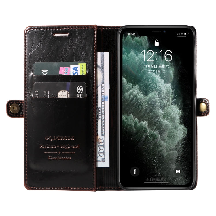 For iPhone 11 Pro Max GQUTROBE RFID Blocking Oil Wax Leather Case