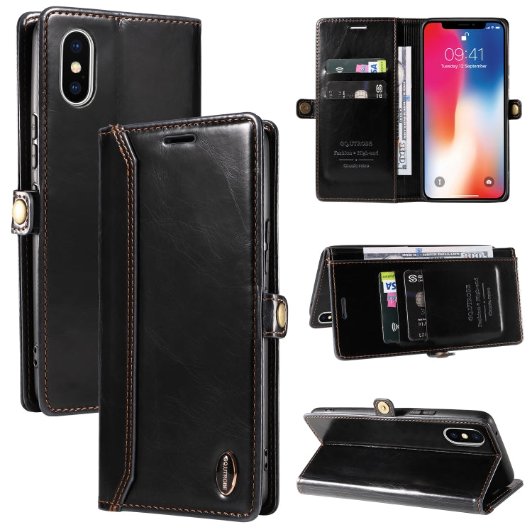 For iPhone X / XS GQUTROBE RFID Blocking Oil Wax Leather Case