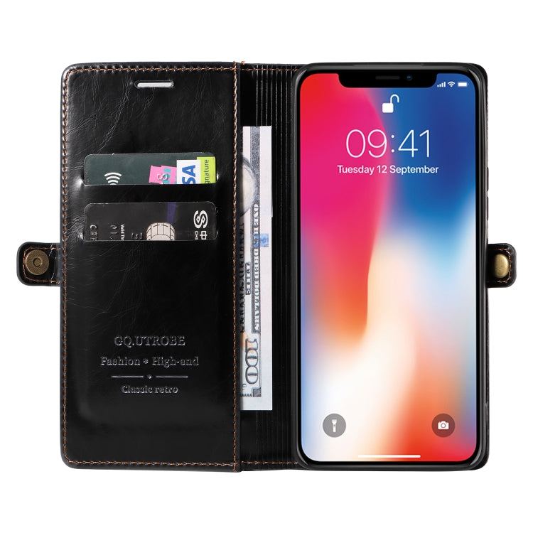For iPhone X / XS GQUTROBE RFID Blocking Oil Wax Leather Case