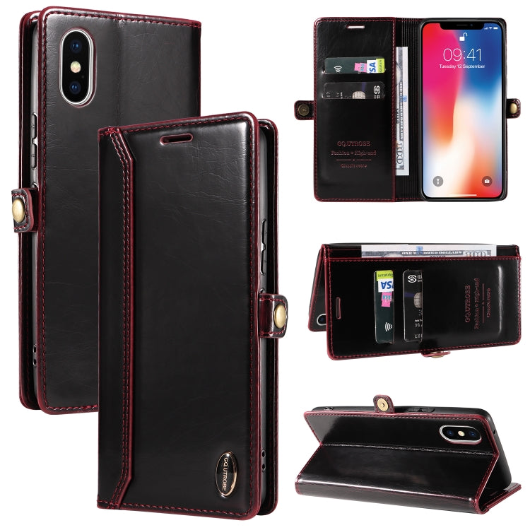 For iPhone X / XS GQUTROBE RFID Blocking Oil Wax Leather Case