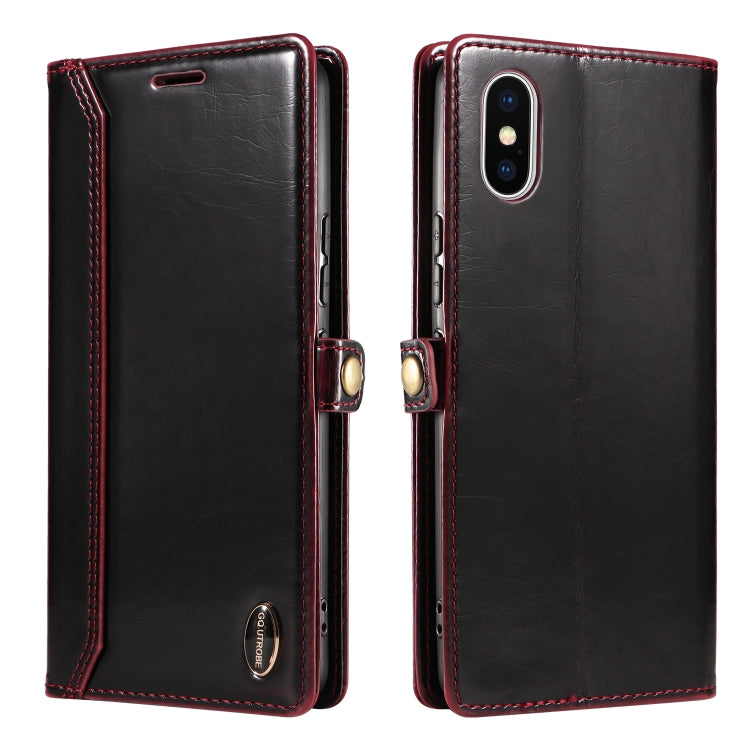 For iPhone X / XS GQUTROBE RFID Blocking Oil Wax Leather Case