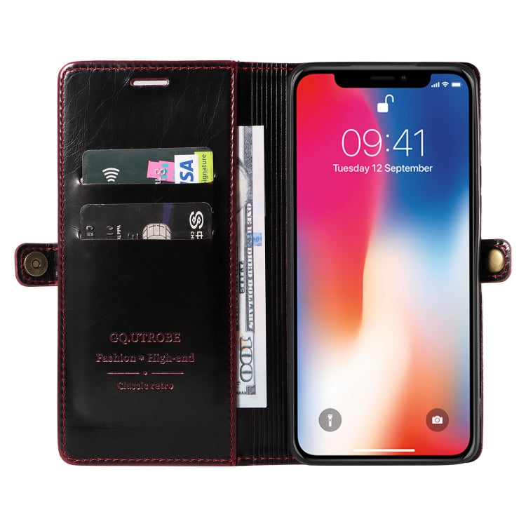 For iPhone X / XS GQUTROBE RFID Blocking Oil Wax Leather Case