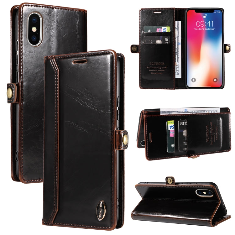 For iPhone X / XS GQUTROBE RFID Blocking Oil Wax Leather Case