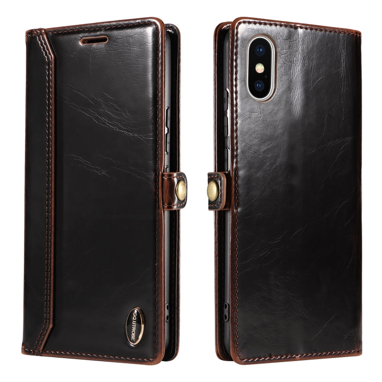 For iPhone X / XS GQUTROBE RFID Blocking Oil Wax Leather Case