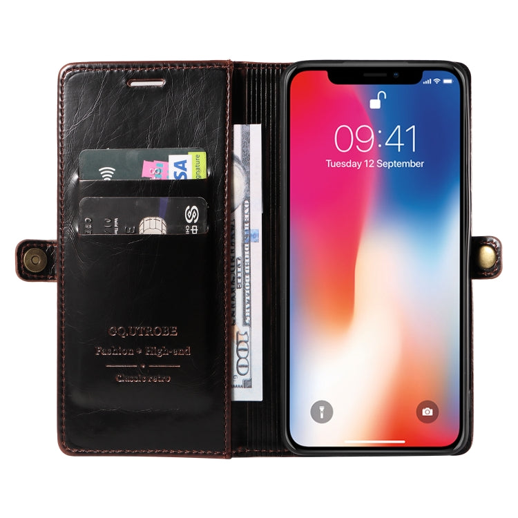 For iPhone X / XS GQUTROBE RFID Blocking Oil Wax Leather Case
