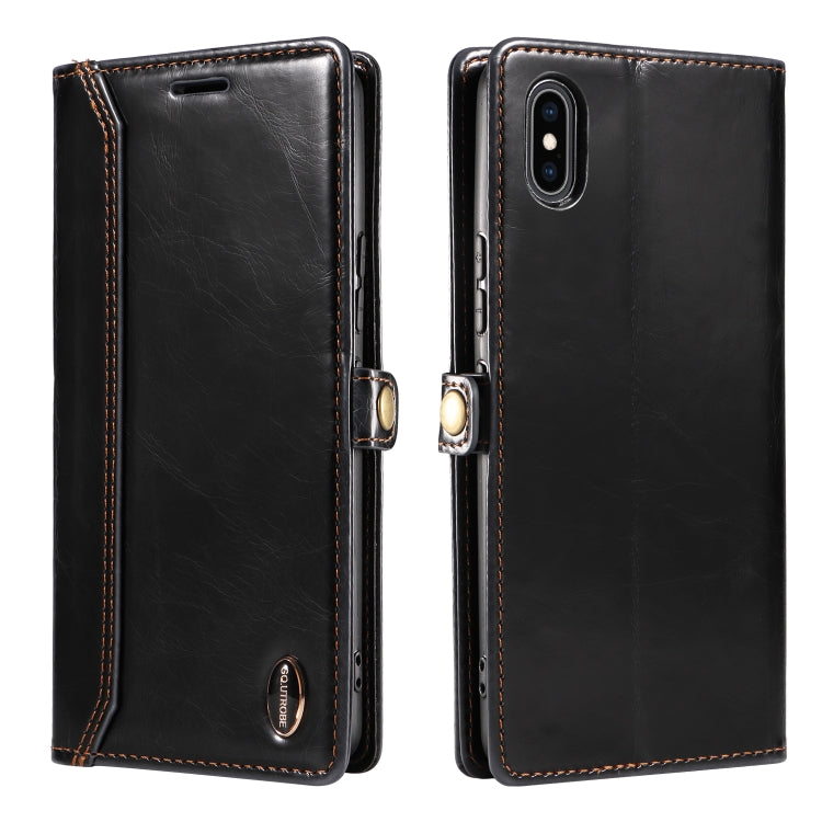 For iPhone XR GQUTROBE RFID Blocking Oil Wax Leather Case