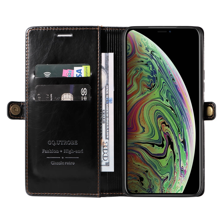 For iPhone XR GQUTROBE RFID Blocking Oil Wax Leather Case