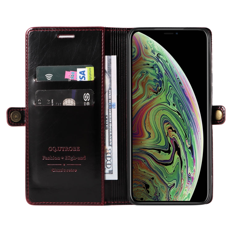 For iPhone XR GQUTROBE RFID Blocking Oil Wax Leather Case