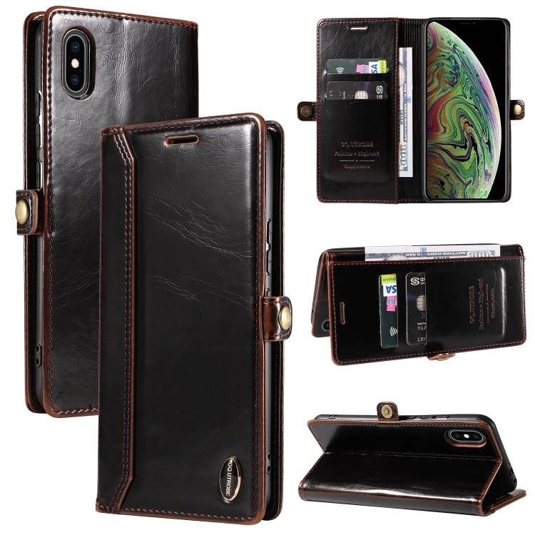 For iPhone XR GQUTROBE RFID Blocking Oil Wax Leather Case