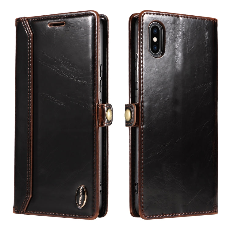 For iPhone XR GQUTROBE RFID Blocking Oil Wax Leather Case