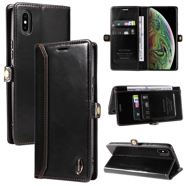 For iPhone XS Max GQUTROBE RFID Blocking Oil Wax Leather Case