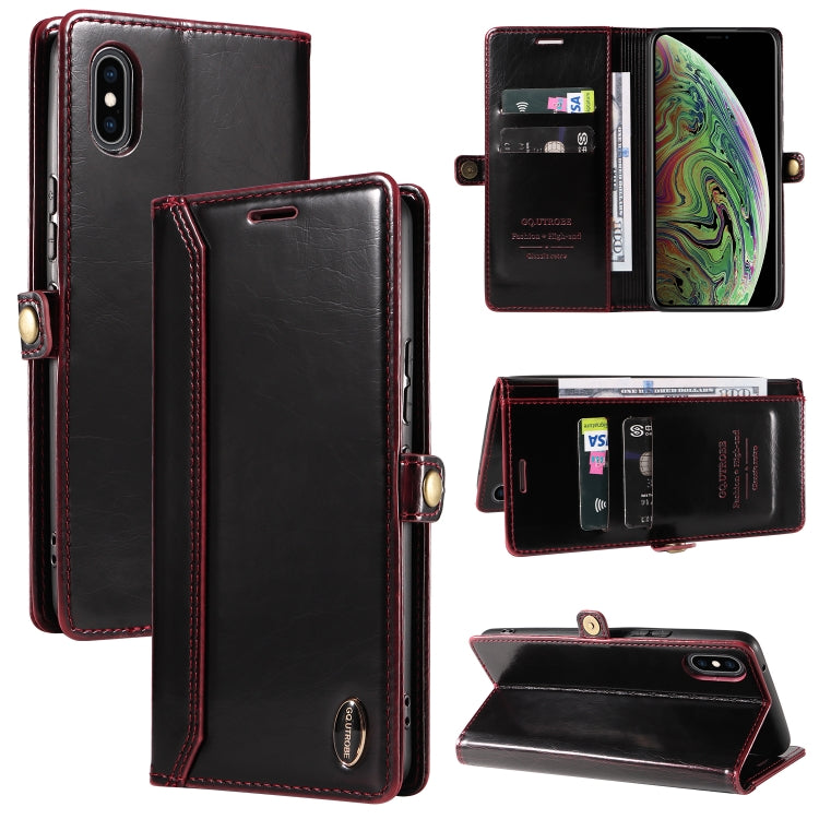For iPhone XS Max GQUTROBE RFID Blocking Oil Wax Leather Case